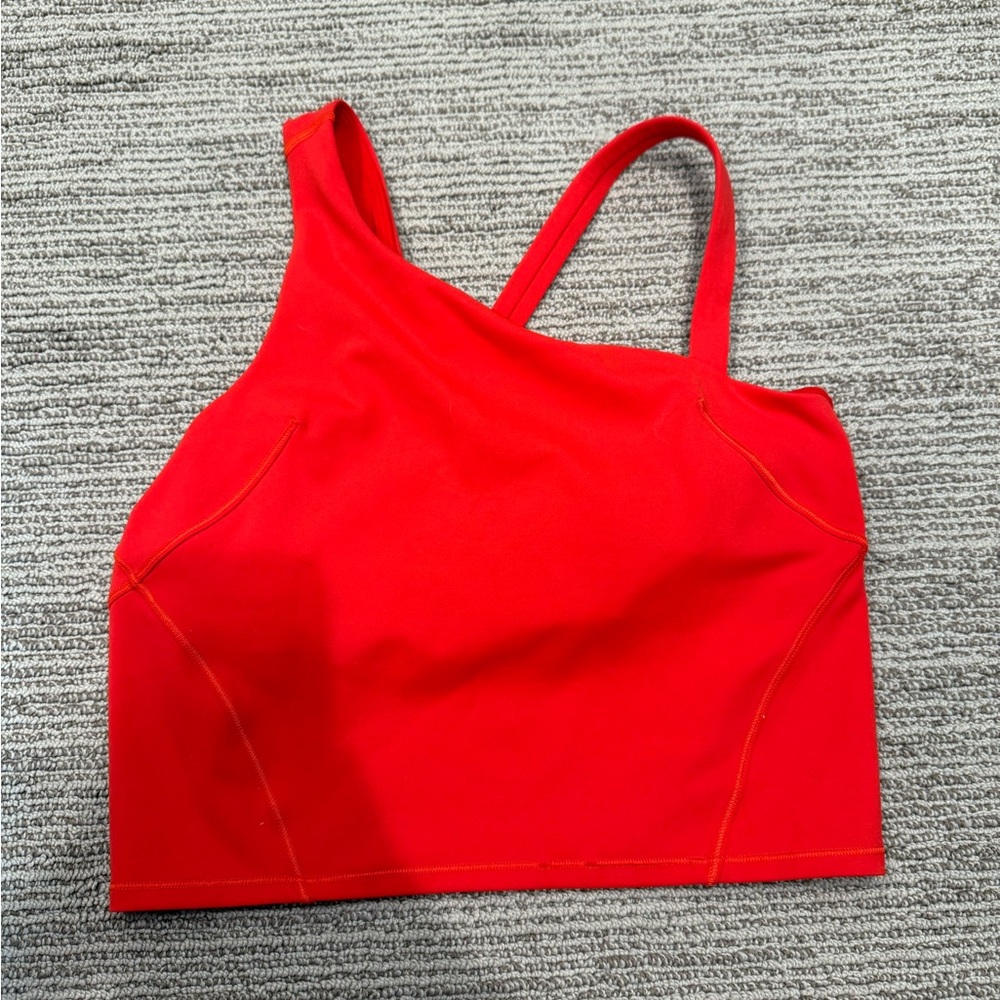 Red Asymmetrical Crop Tank Top